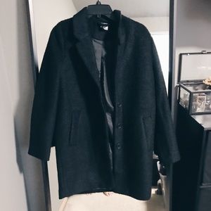 H&M Black Wool Blend Button Coat
